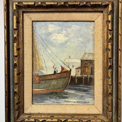 L. Raymond "Wolsey Original" Oil Painting Of A Port Scene
