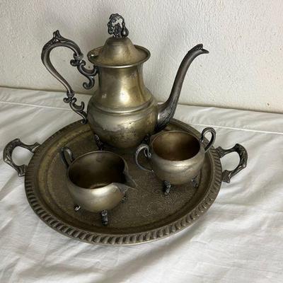 English Hallmarked Silver Over Copper Tea Set