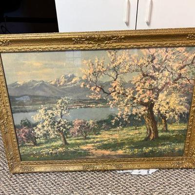 Large Vintage T. Peterson "Nature's Splendor" Print In A Gilt Frame