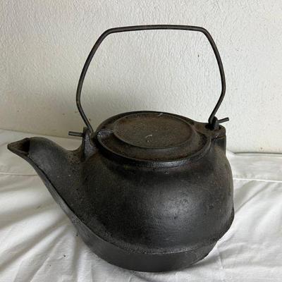 Large, Heavy Antique Cast Iron Fireplace Kettle