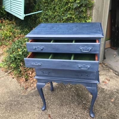 Custom painted blue silver chest