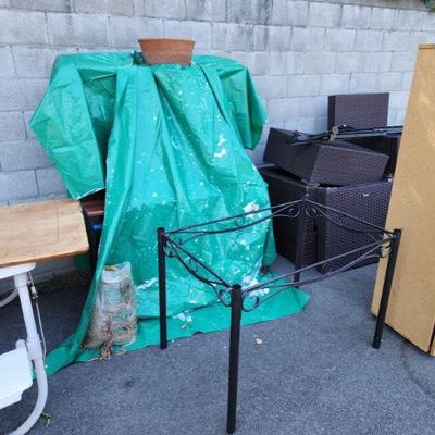 Desk, patio set, table, storage