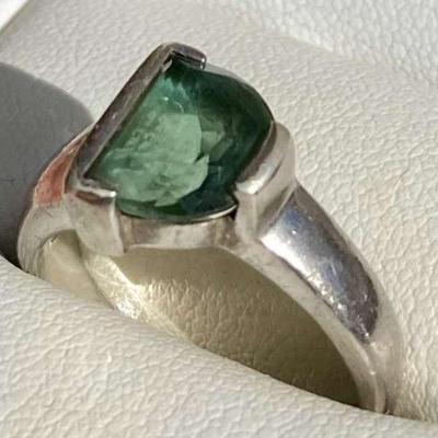 HPT110 Green Tourmaline SS Ring