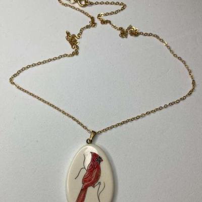 HPT013 Hand Painted Bird Necklace 