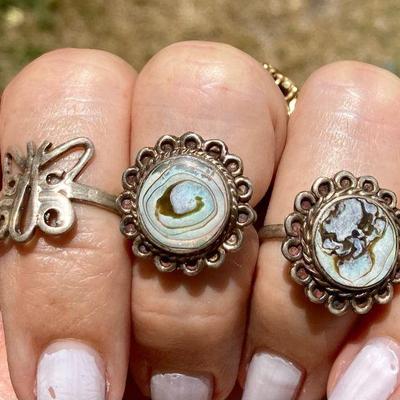 HPT096 3 X SS Abalone Rings