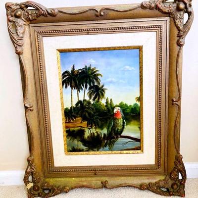 HPT125 1938 Oil Painting -Original - Parrot
