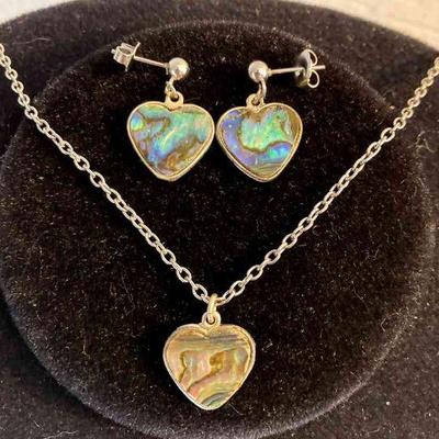 HPT032 Abalone Set Earrings & Necklace 