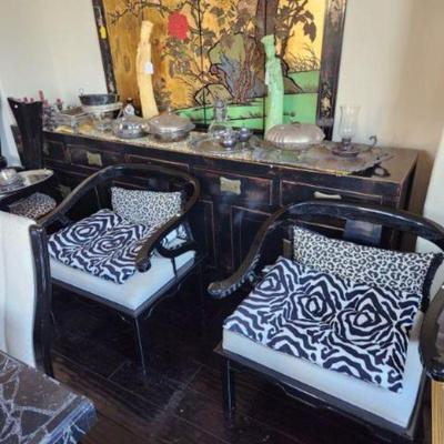 Black lacquer Asian chairs