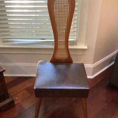 $38 Caned Valet Chair with storage top of seat needs repair 42"H 18"L 16"depth