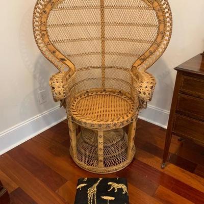 $199 caned wicker peacock chair 55â€H 37â€W 22â€depth