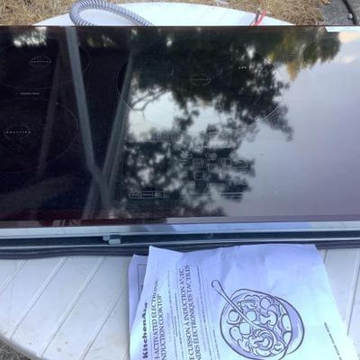 $389 KitchenAid Induction glass NIB stove top, touch activated, 36 1/4" 21 1/4" top, 32 1/2" x 19" opening 