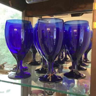 blue stemware