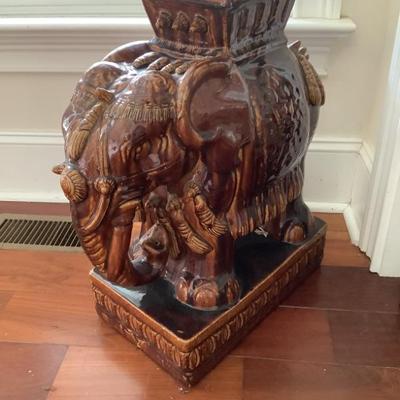 $75 brown glazed ceramic elephant 