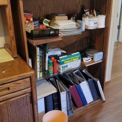 Office Supplies and bookcase