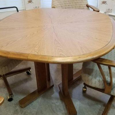 Wood Swivel Tilt Caster Chair Dinette Set