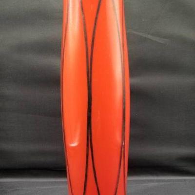 Stunning Vintage Red Vase with Black Striping