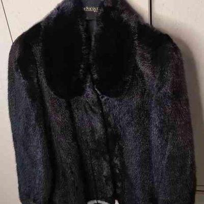 Black Fur Coat, Size 12_Mid Length
