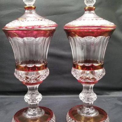 Stunning Westmoreland Footed Urns With Lids