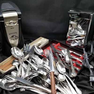 Mystery Lot Of Flatware, Knives And Can Openers