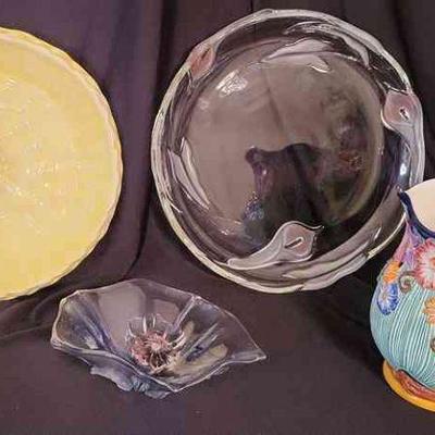 Mikasa & Assorted Decorative Glass Plates & Pitcher