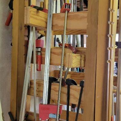 Custom-made clamp rack using "This Old House" pattern.