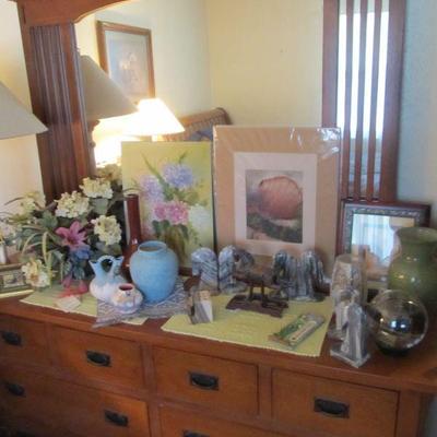 Mission-style dresser & mirror