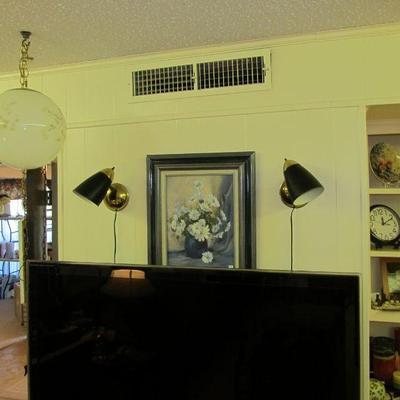 60s Mid-century hanging wall sconces and hanging swag lamp