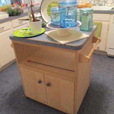 Nice wooden rolling kitchen island