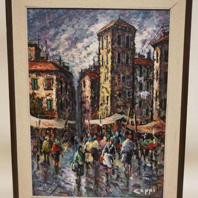 1140	OIL PAINTING ON CANVAS, IMPRESSIONIST STREET SCENE SIGNED TULLIO CAPPI, APPROXIMATELY 24 IN X 32 IN OVERALL
