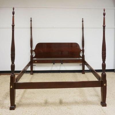 1186	COUNCIL CARVED MAHOGANY KING SIZE TALL 4 POSTER BED W/FINIALS, APPROXIMATELY 87 IN HIGH
