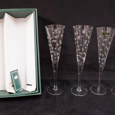 1045	WATERFORD CRYSTAL MINI STAR AND HEART FLUTES, APPROXIMATELY 11 IN H
