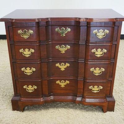 1206	COUNCIL BLOCK FRONT MAHOGANY CHEST, 4 DRAWER ON BRACKET FEET, APPROXIMATELY 36 IN X 19 IN X 32 IN HIGH
