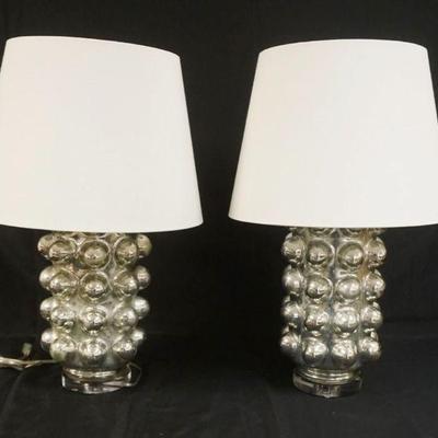 1257	PAIR OF MODERN HW HOME SILVER BUBBLE LAMPS ON LUCITE BASES, APPROXIMATELY 28 IN HIGH
