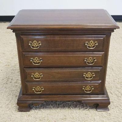 1234	STERLINGWORTH SOLID MAHOGANY MINIATURE CHEST, 3 DRAWER ON BRACKET FEET, APPROXIMATELY 25 IN X 15 IN X 25 IN HIGH
