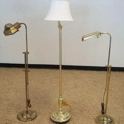 1262	LOT OF 3 BRASS FLOOR LAMPS, TALLEST APPROXIMATELY 61 IN HIGH
