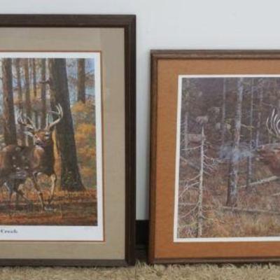 1283	2 FRAMED & MATTED LTD STAG PRINTS SIGNED ROBERT E BINKS 657/2600 & C BRENDER 245/950, LARGEST APPROXIMATELY 24 IN X 30 IN OVERALL
