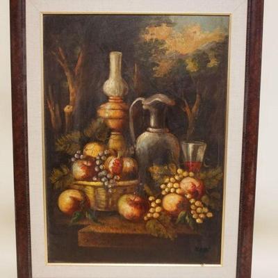 1138	OIL PAINTING ON CANVAS OF STILL LIFE, ARTIST SIGNED, APPROXIMATELY 27 IN X 35 IN
