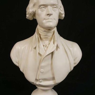 1123	LARGE PLASTER BUST OF THOMAS JEFFERSON SIGNED ALVA, APPROXIMATELY 29 IN HIGH
