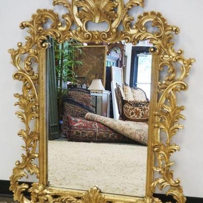 1197	LABARGE OUTSTANDING GILT DECORATED PIERCED FRAME MIRROR, APPROXIMATELY 36 IN X 49 IN
