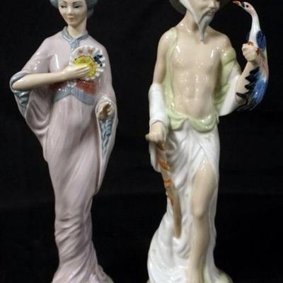 1011	PAIR OF CASADES FIGURINES, ASIAN MAN & WOMAN, APPROXIMATELY 13 IN HIGH

