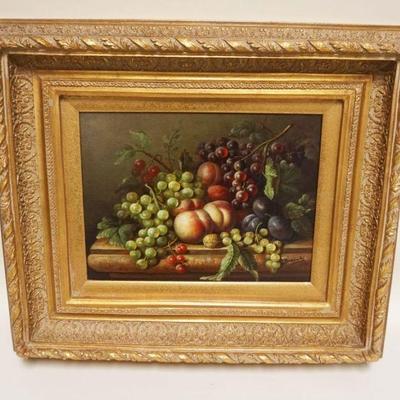 1124	CONTEMPORARY OIL PAINTING ON CANVAS ARTIST SIGNED IN DEEP GILT DECORATED FRAME, APPROXIMATELY 23 IN X 20 IN OVERALL
