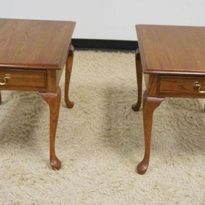 1167	PAIR PENNSYLVANIA HOUSE SOLID OAK LAMP TABLES, ONE DRAWER, EACH APPROXIMATELY 21 IN X 27 IN X 21 IN HIGH
