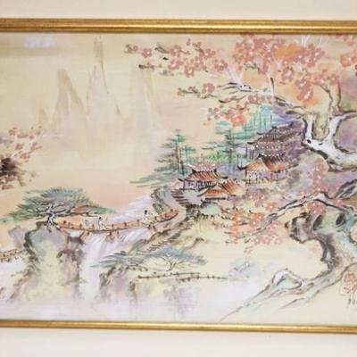 1132	FRAMED ASIAN PRINT SIGNED W/CHARACTER MARKS, APPROXIMATELY 21 IN X 33 IN
