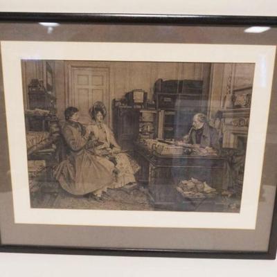 1146	ENGLISH VICTORIAN ENGRAVING, CLERICAL SCENE, FRAMED & MATTED, APPROXIMATELY 22 IN X 28 IN
