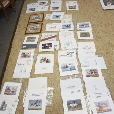 1294	LOT OF 21 ASSORTED DUCK STAMP PRINTS INCLUDING FEDERAL & STATE, SOME SIGNED, 1980-1990'S
