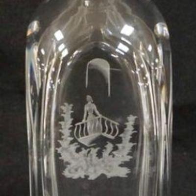 1054	ORREFERS DECANTER WITH ENGRAVED IMAGES, APPROXIMATELY 12 1/2 IN H
