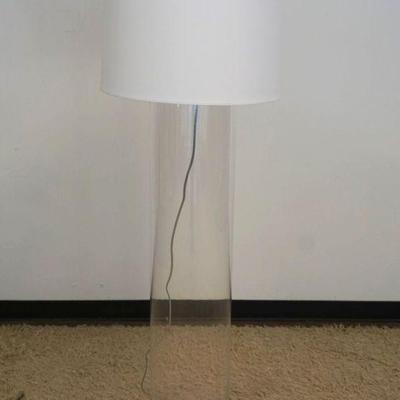 1244	TANNER KENZIE CLEAR GLASS CYLINDER FLOOR LAMP, APPROXIMATELY 63 IN HIGH
