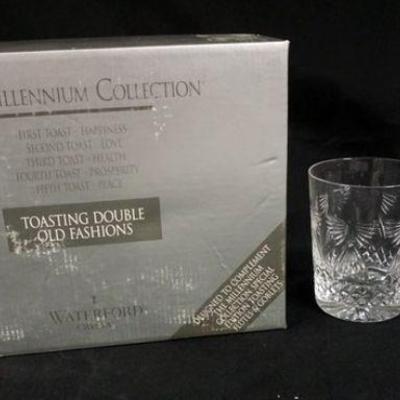 1024	WATERFORD CRYSTAL MILLENIUM COLLECTION TOASTING DOUBLE OLD FASHIONS, 2 IN BOX
