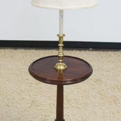 1221	MAHOGANY & BRASS CANDLE STAND FLOOR LAMP, APPROXIMATELY 55 IN HIGH
