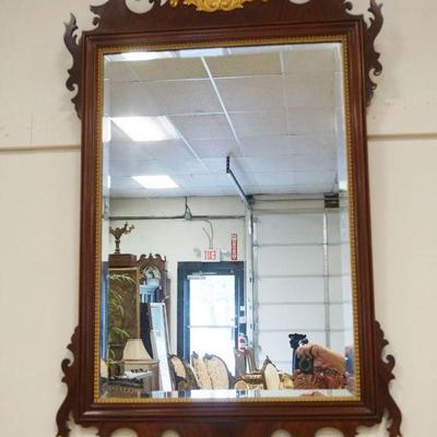 1190	COUNCIL CHIPPENDALE STYLE BEVEL EDGE MIRROR W/APPLIED GILT SHELL & SCROLL CARVINGS & TRIM, APPROXIMATELY 31 IN X 47 IN HIGH
